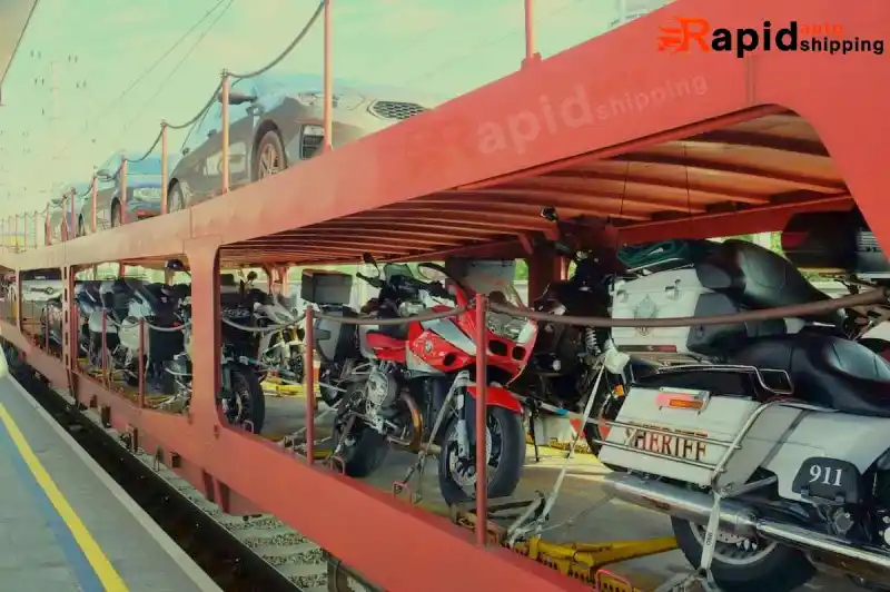 motorcycle on train